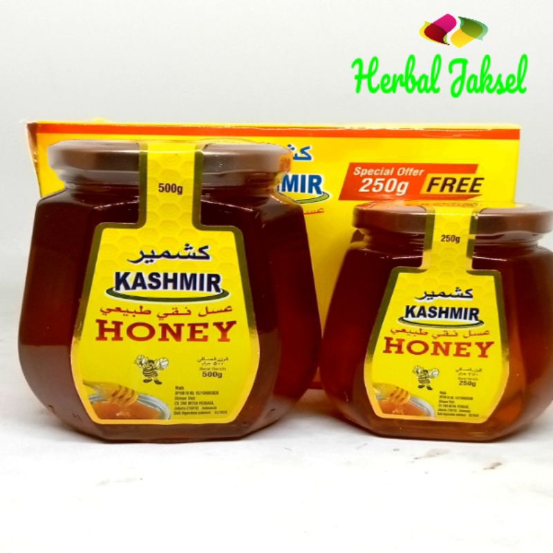 

madu Kasmir natural honey 500 gr free 250 gr paket combo pack