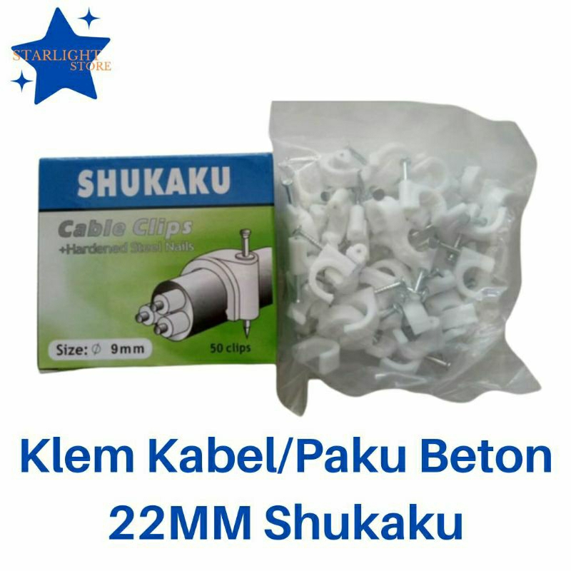 Klem Kabel/Paku Beton/Klem Paku/Cable Clips Shukaku 22MM