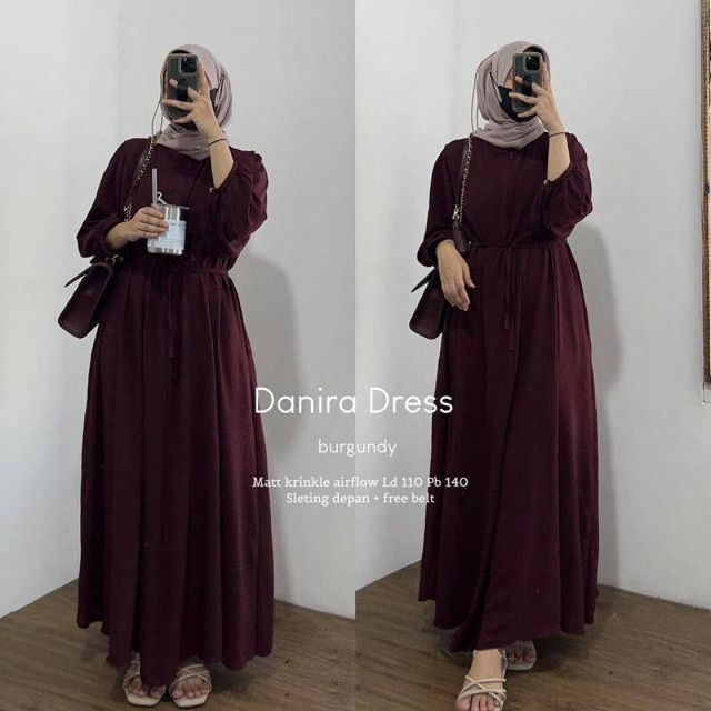 Gamis Terbaru DANIRA Dress Bahan Crinkle Airflow UKURAN LD 100 - 120 CM PJ 140 CM PT 55 CM Bisa Untuk Busui Friendly Gamis Wanita Terbaru 2023 Gamis hitam Dress crinkle jumbo premium Maxy dress kekinian Pakaian wanita