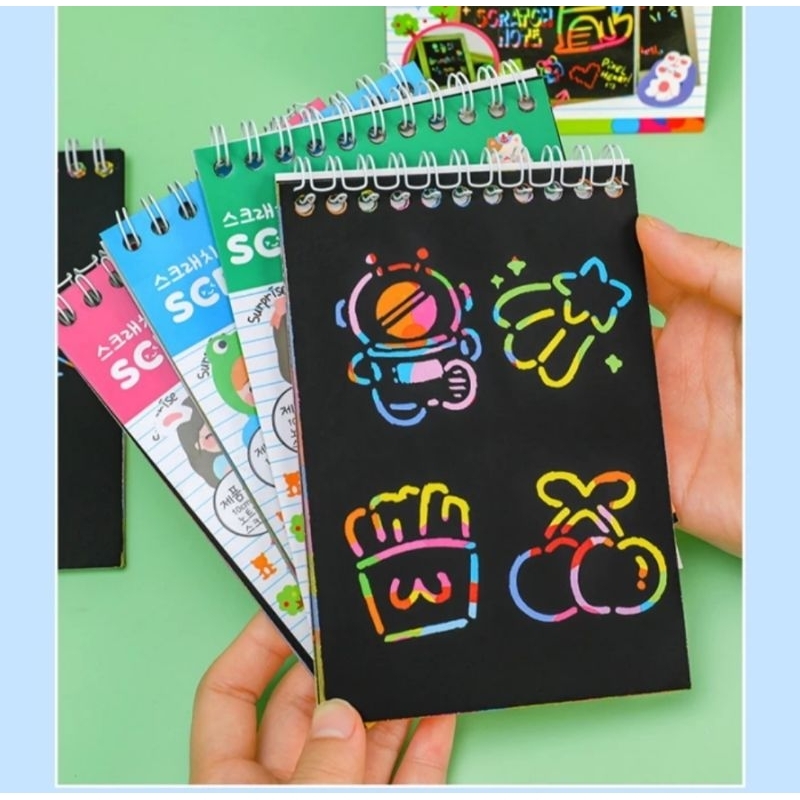 Buku Scratch Note Rainbow, buku gosok gambar warna warni