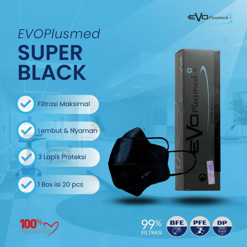 [BARU] Masker Evo Plusmed 4D Full Black Edition Limited