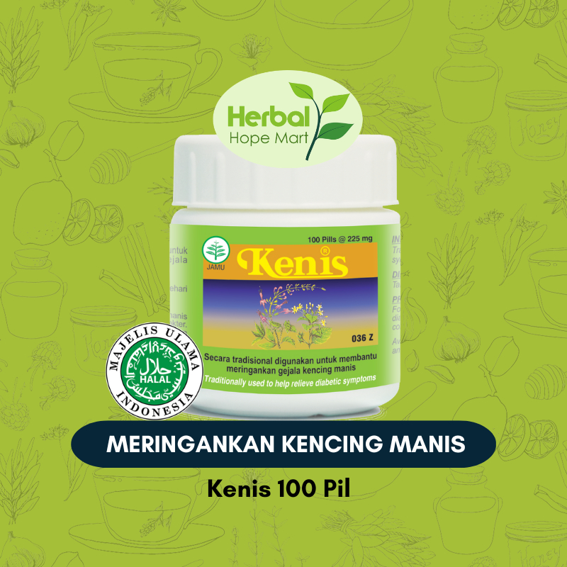 

Kenis - 100 Pil - Herbal Untuk Meringankan Kencing Manis dan Diabetes