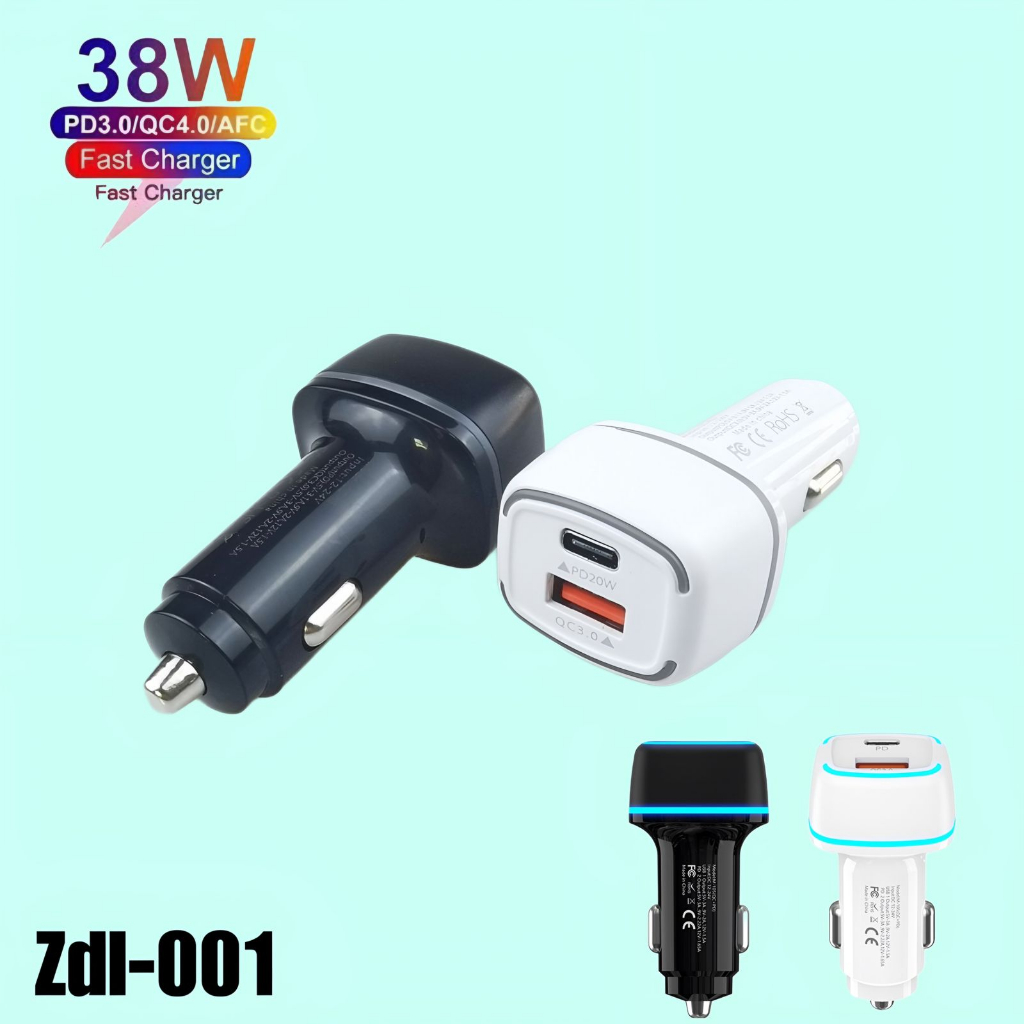 [sultan] Batok Saver vibox pd 38W Zdl-001 LED Qc 3.0A 2USB PORT A + PD C  ADAPTOR CAR CHARGER UNIVERSAL FOR SMARTPHONE