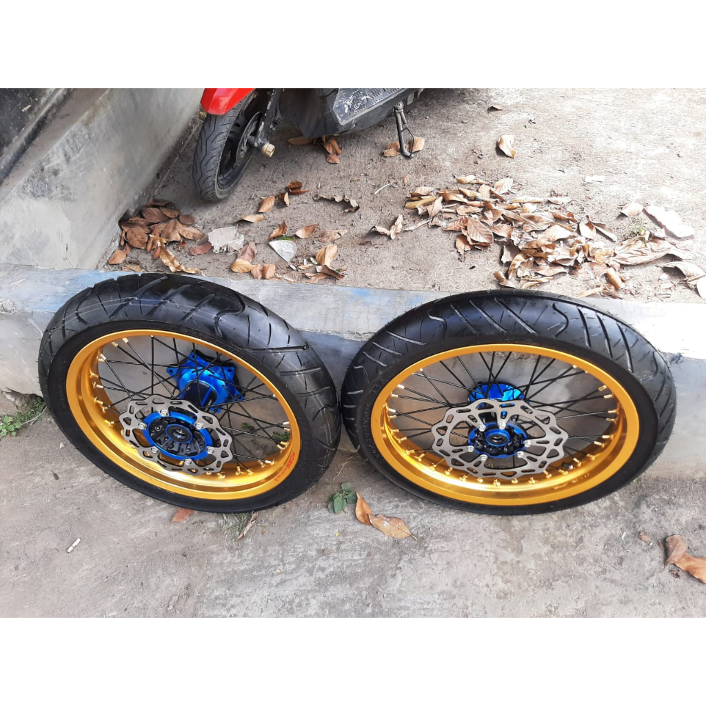 WHEELSET SUPERMOTO WR 155 RODA SET WR SUPERMOTO BAN SET IRC SUPERMOTO RING 17 PNP YAMAHA WR 155 VELG