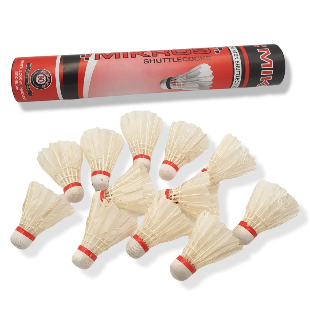 KOK BULU TANGKIS/SHUTTLECOCKS/ KOK BADMINTON 1 lusin (12pcs) MIKROS, kok bagus 1 lusin