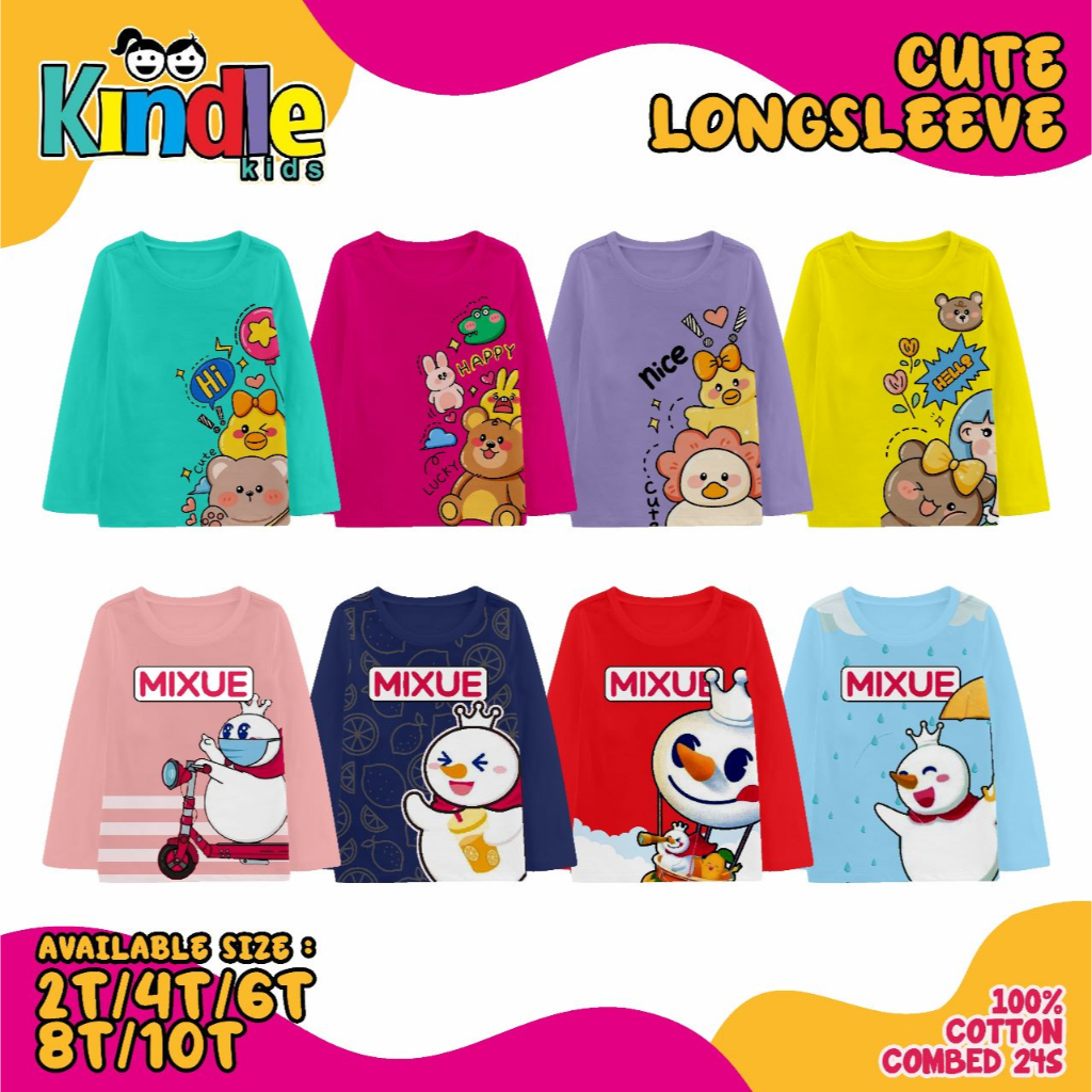 Kindle Kaos Girl Pnanjang Mixue Kaos Anak Perempuan Usia 2 Sd 10 Tahun -KBS