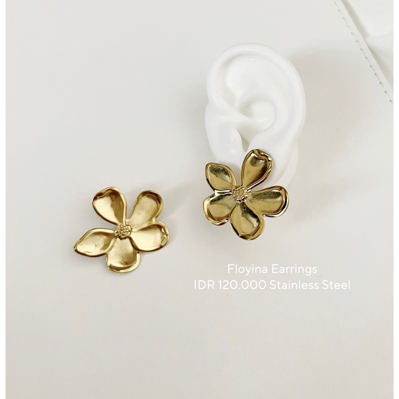 Floyina Earrings ; Stainless steel earrings; Anti karat anting ; hypoalergenic earrings