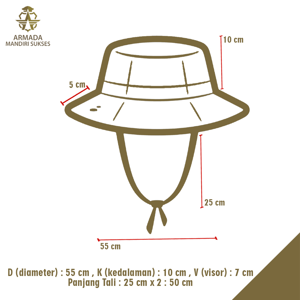 Topi Rimba Brimob Hitam - Topi Bucket Hat Brimob