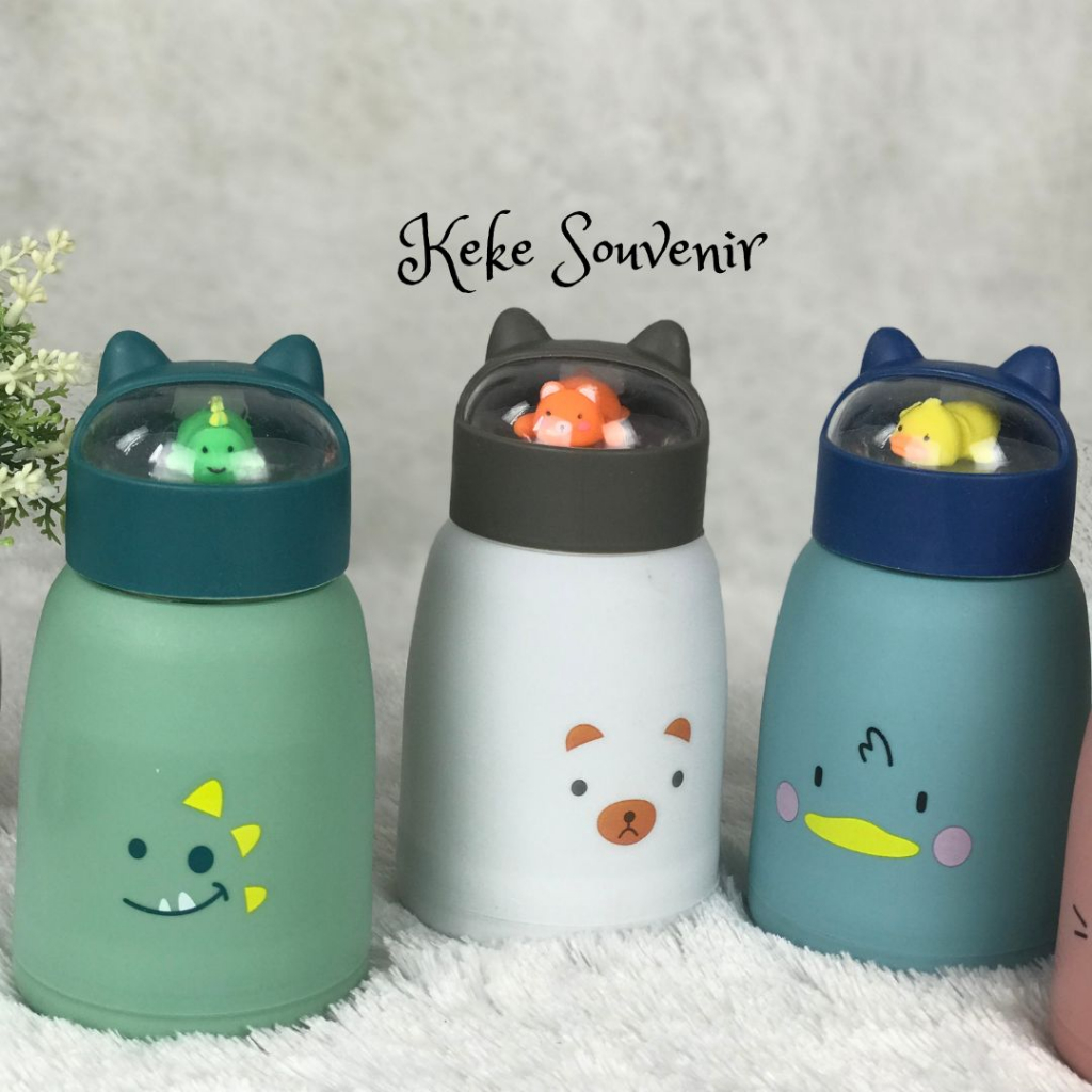 Botol Minum Anak Kaca  Karakter Animal Import 360ml  Face Cat Lucu | Tumblr Anak Lucu | Botol Minum Anak Import MurahI Botol kaca