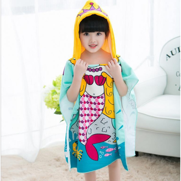 IL - Handuk Baju Anak Motif Handuk Ponco Karakter Bertopi / Handuk Mandi Anak / Hoodie Towel