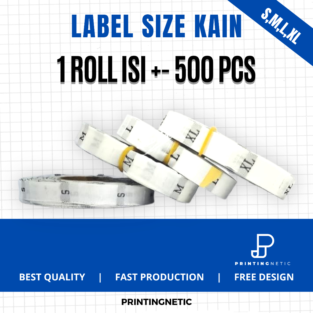 Label Kain Size Baju Bordir Putih Isi 500 Pcs Per Roll S,M,L,XL/ Label Ukuran Baju / Label Baju / La