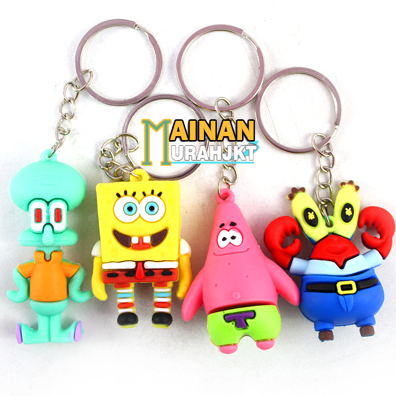 GANTUNGAN KUNCI SPONGEBOB ISI 4 PCS ANIME 3D GANTUNGAN KUNCI ATAU TAS SEKOLAH PVC FIGUR KARTUN