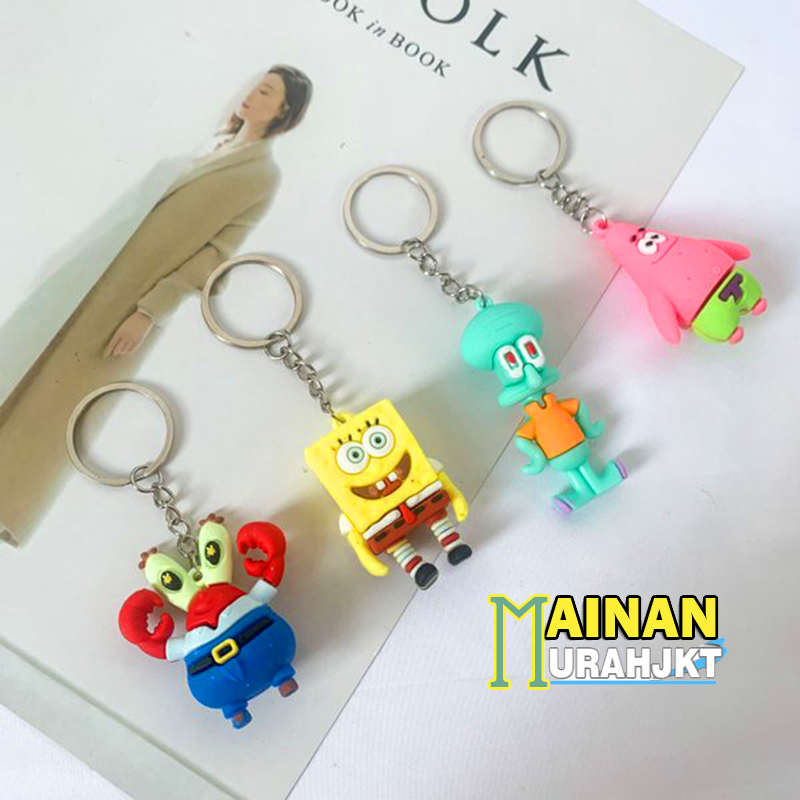 GANTUNGAN KUNCI SPONGEBOB ISI 4 PCS ANIME 3D GANTUNGAN KUNCI ATAU TAS SEKOLAH PVC FIGUR KARTUN