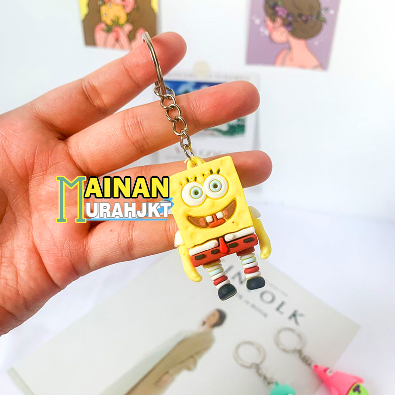 GANTUNGAN KUNCI SPONGEBOB ISI 4 PCS ANIME 3D GANTUNGAN KUNCI ATAU TAS SEKOLAH PVC FIGUR KARTUN