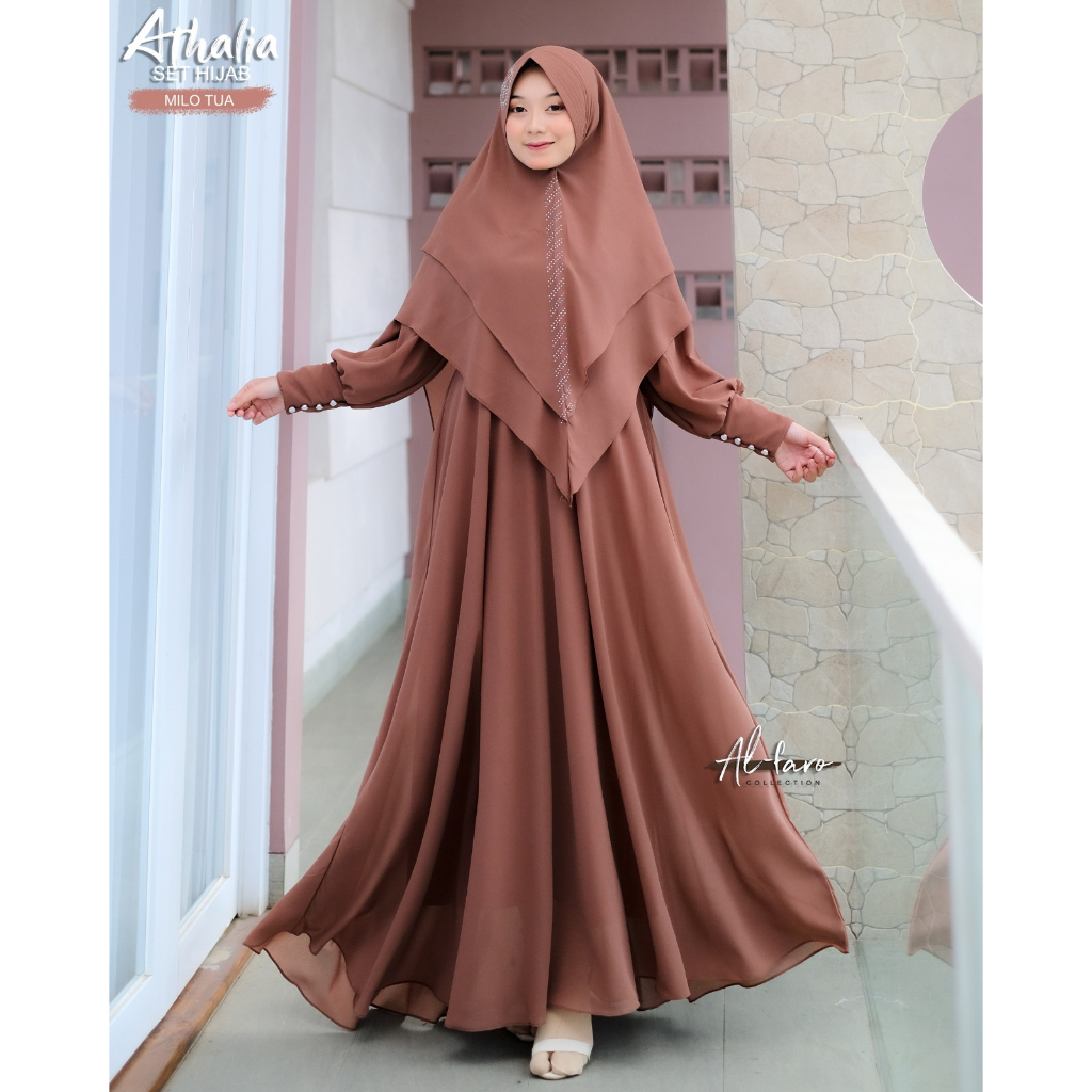 GAMIS SET CERUTY BABYDOLL ATHALIA BY ALFARO TERBARU GAMIS MANASIK HAJI UMROH