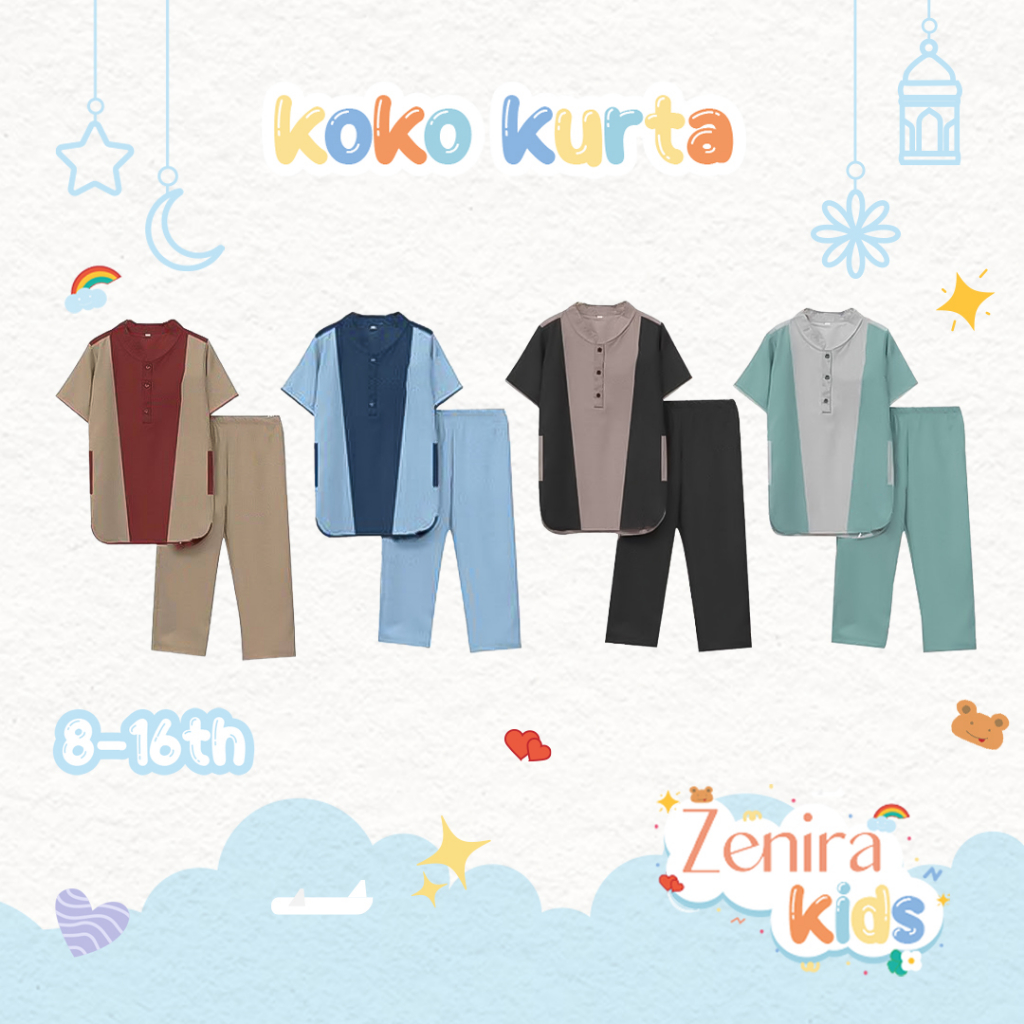 Zenira Official | Baju Muslim Setelan Koko Anak Usia 8 - 16 Tahun-4