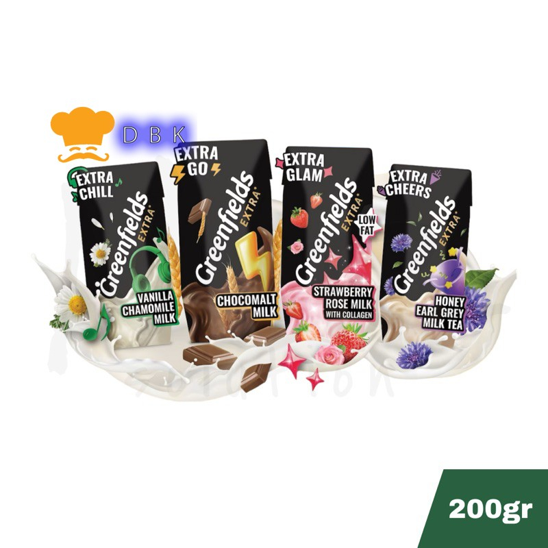 

GREENFIELDS EXTRA Susu UHT Honey Strawberry Vanilla Chamomile Choco