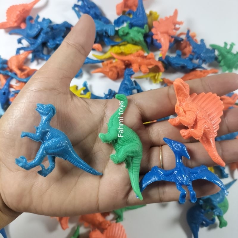 500gr(120pcs) DINO KARET mainan  hewan dinosaurus campur kiloan