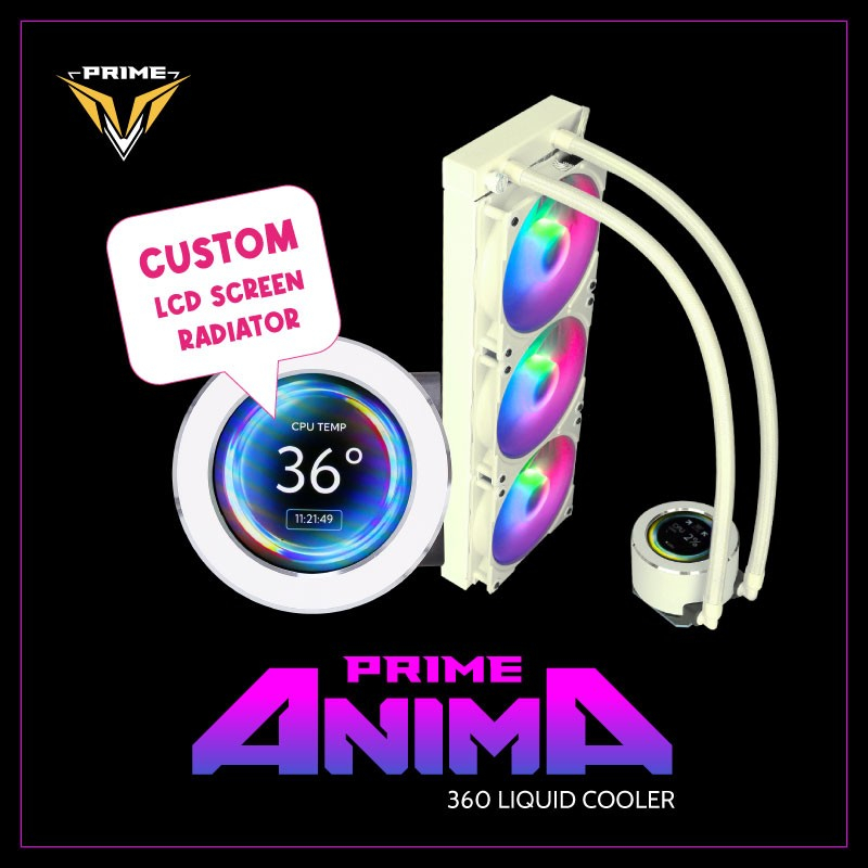 PRIME PREMIUM ANIMA 240MM WHITE - Liquid Cooler LCD Display Custom