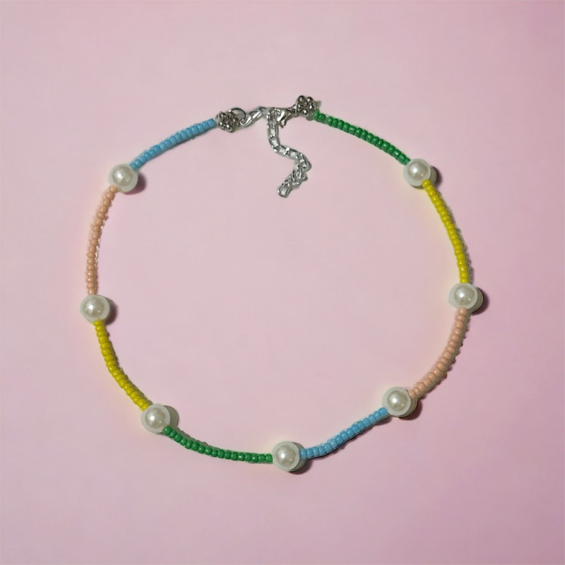 Marsha Colorful Beads Pearl Necklace Kalung Manik Bohemian Warna Warni Mutiara