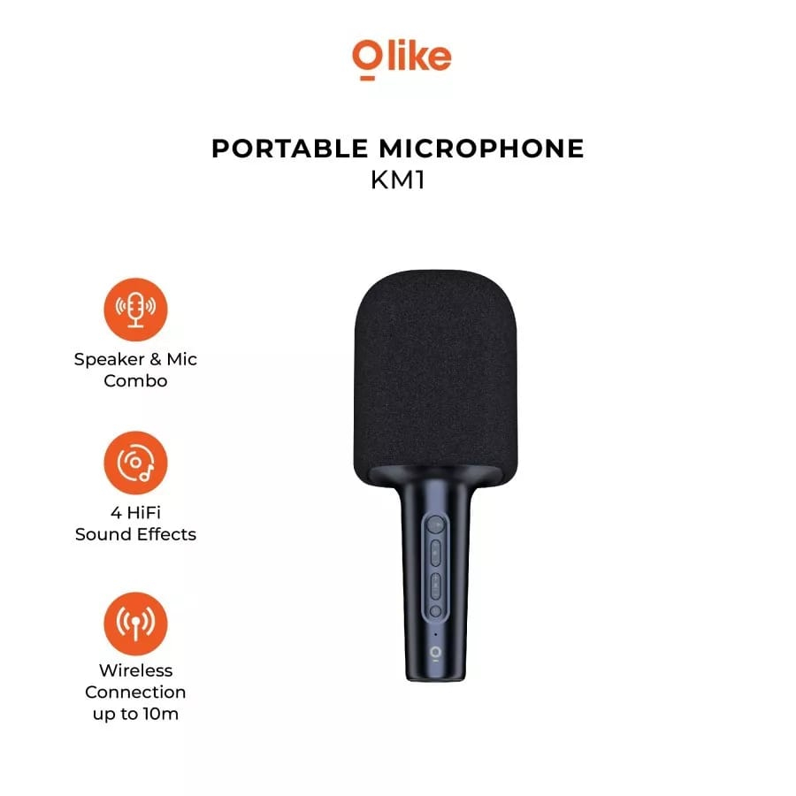 C_ Olike KM1 Microphone Portable Bluetooth 5.0 Mic Combo Smart Karaoke