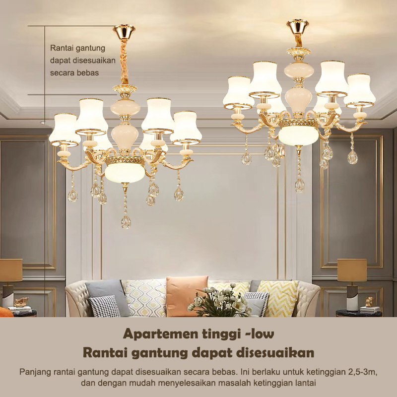 Lampu Gantung Ruang Tamu Minimalis Modern K9 kristal Chandelier lampu baru restoran mewah paket pencahayaan 3 Warna Ruang Tamu Meja Makan Kamar Tidur Lampu Hias Hotel Vila Pernikahan Wedding (Termasuk E14 Bulb)XY