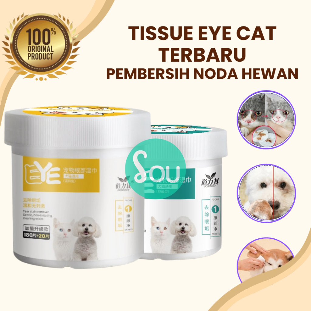 Tisu Basah Kucing Pembersih Noda Anjing Cat Tear Mata Stain Remover