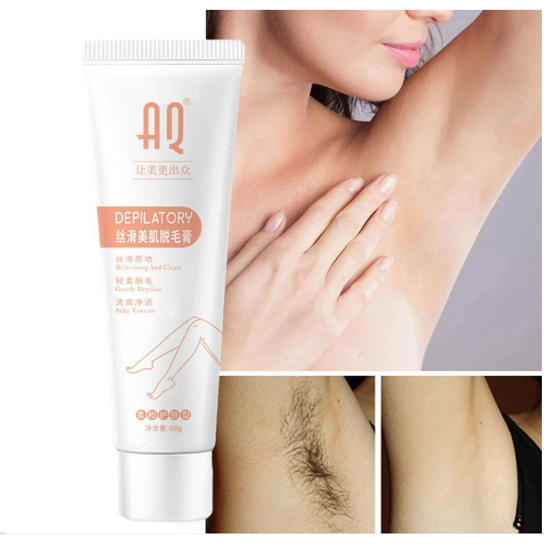 AQ HAIR REMOVAL AND DEPILATORY KRIM PENGHILANG BULU LEMBUT UNTUK TUBUH DAN KAKI 60 GRAM