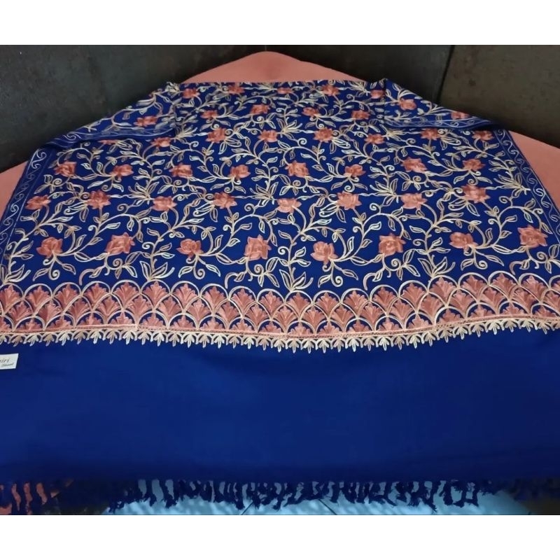 SORBAN KASMIRI KEMBANG WARNA BIRU DONGKER