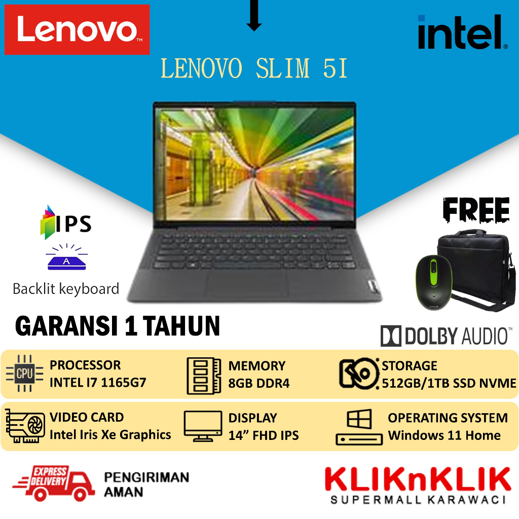 LENOVO IDEAPAD SLIM 5I 14 INTEL I7 1165G7 8GB 512GB IRIS XE 14.0 FHD IPS BL WIN11HOME