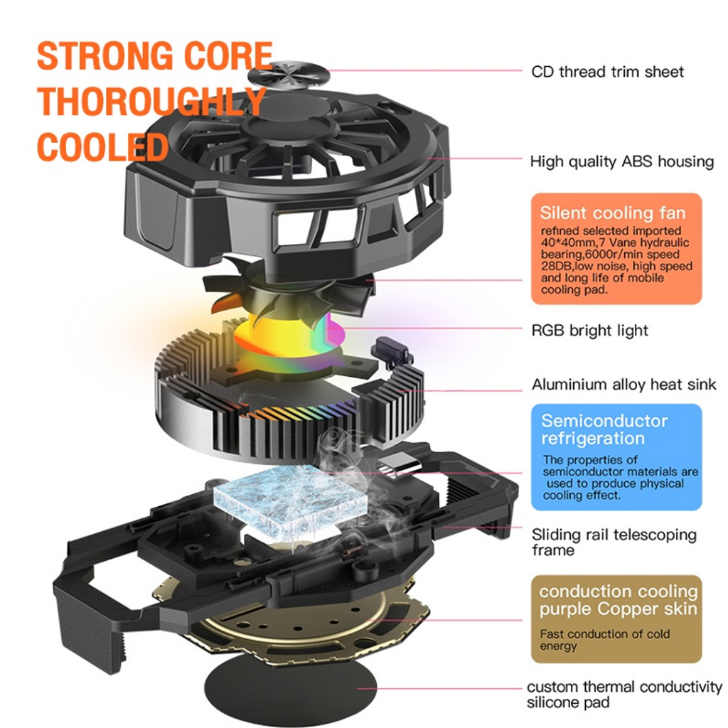 Funcooler X9 Cooling Fan Radiator RGB With Digital Display Pendingin HP Gaming Clip On Jepit Phone Fan Cooler Kipas Pendingin Handphone