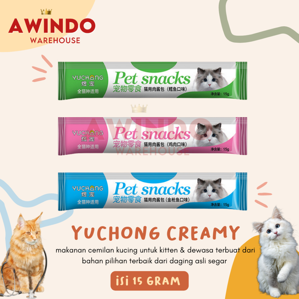 ACONG CREAMY CAT - Makanan Snack Cemilan Kucing Adult Kitten Yuchong Cat Strips