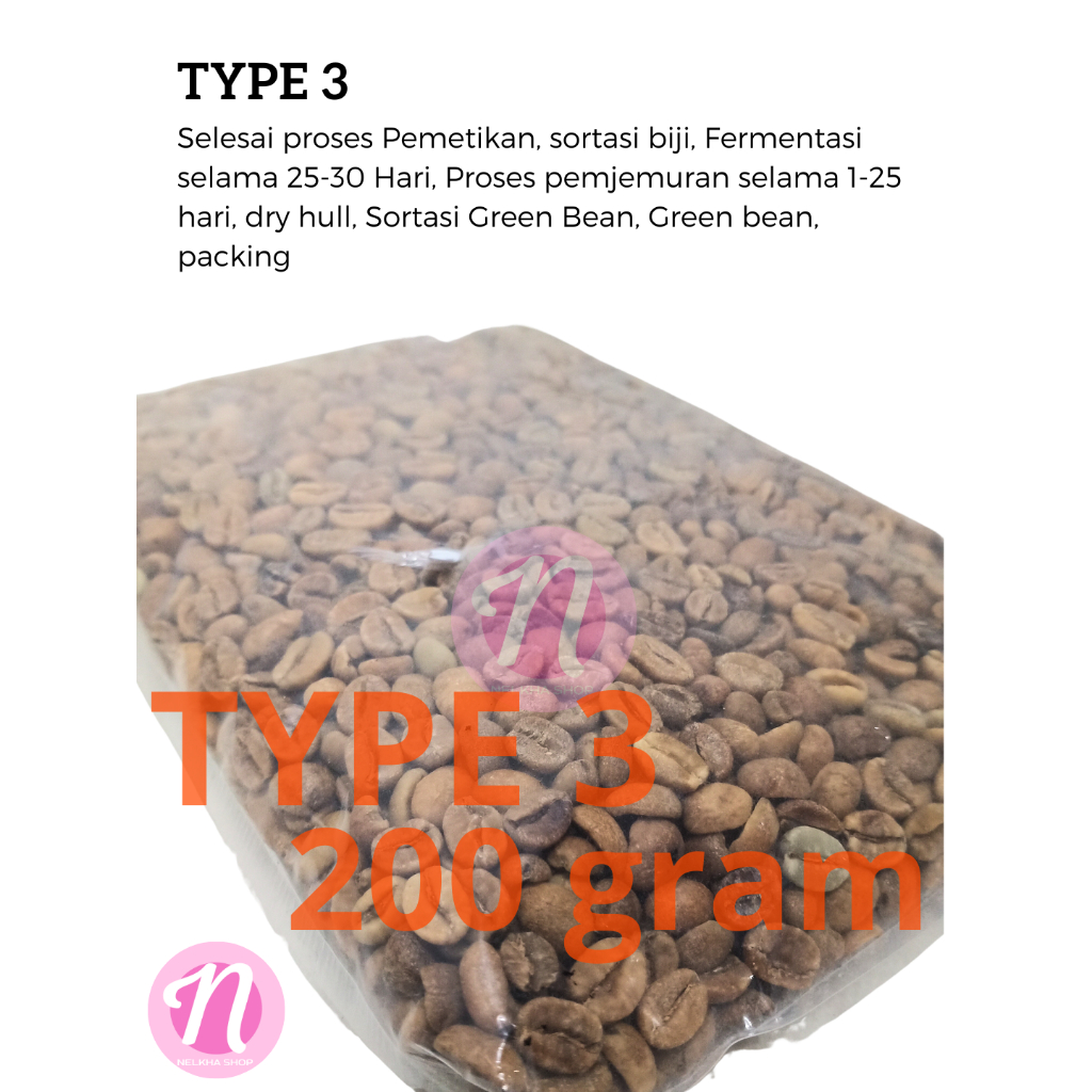 

Biji Kopi Arabika Nilam TYPE3 (200 gram) [fermentasi 25 - 30 hari]