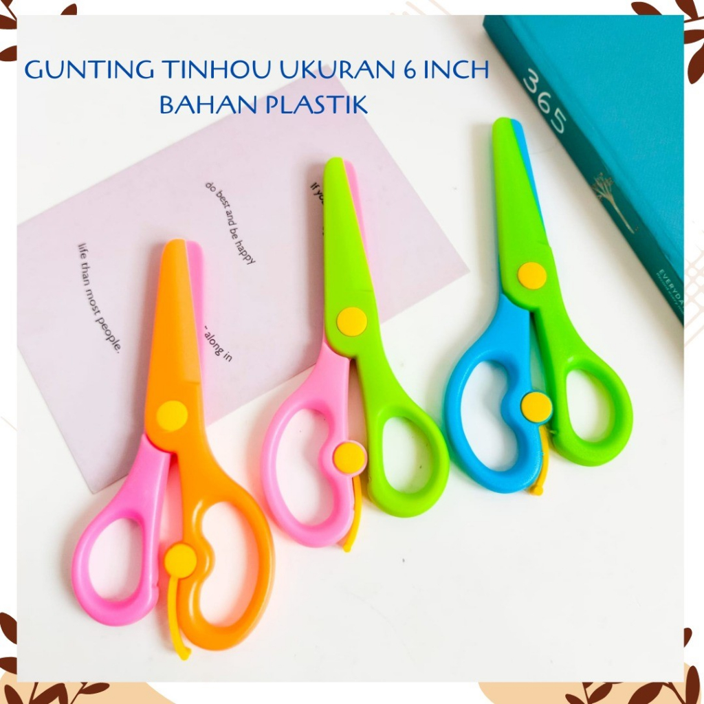 

GUNTING TINHOU UKURAN 6 INCH KERTAS BAHAN PLASTIK WARNA WARNI FULL COLOR ALAT PEMOTONG TAJAM COD