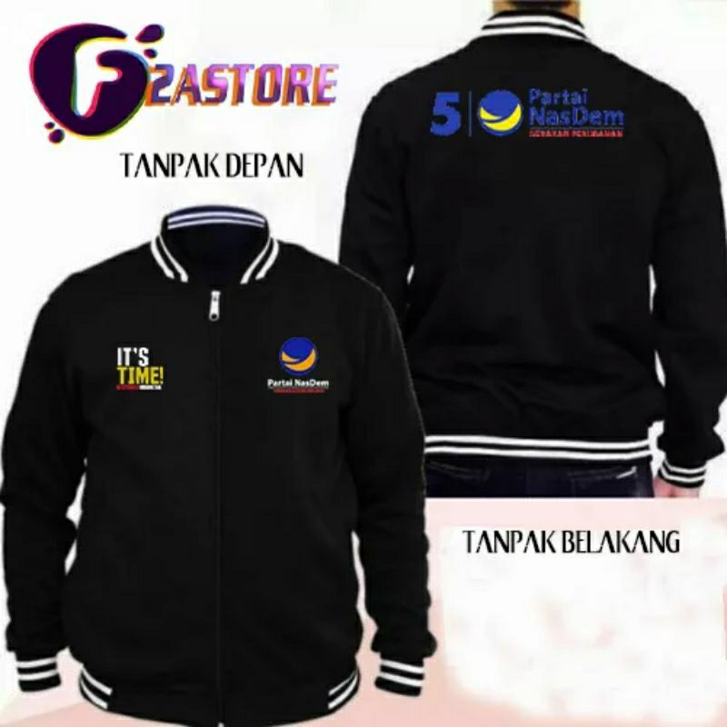 JAKET VARSITY TRENDY -PARTAI NASDEM-KERAH BULAT