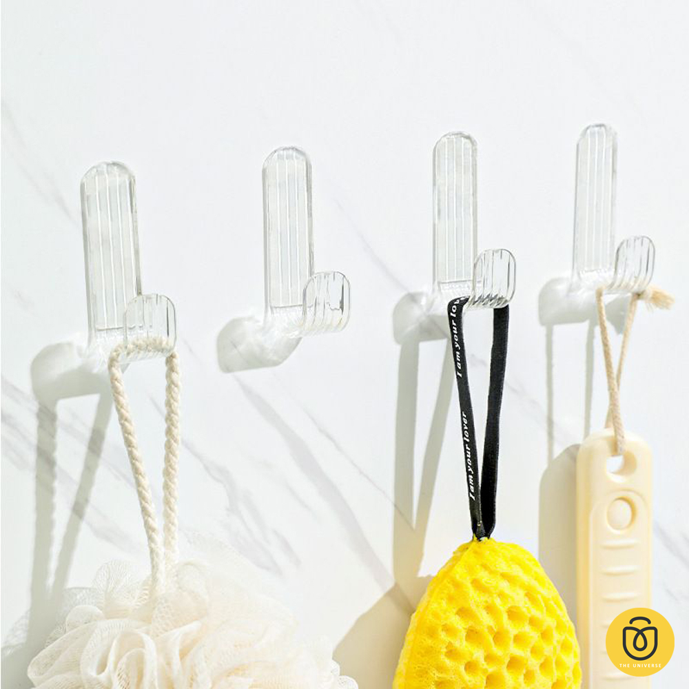 Kait Tempel Dinding J Type Akrilik Kait Serbaguna Gantungan Baju - HW136