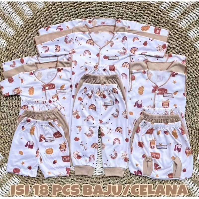 Baju bayi newborn satu set isi 18pc baju / celana panjang pendek/ baju bayi baru lahir perempuan/baj