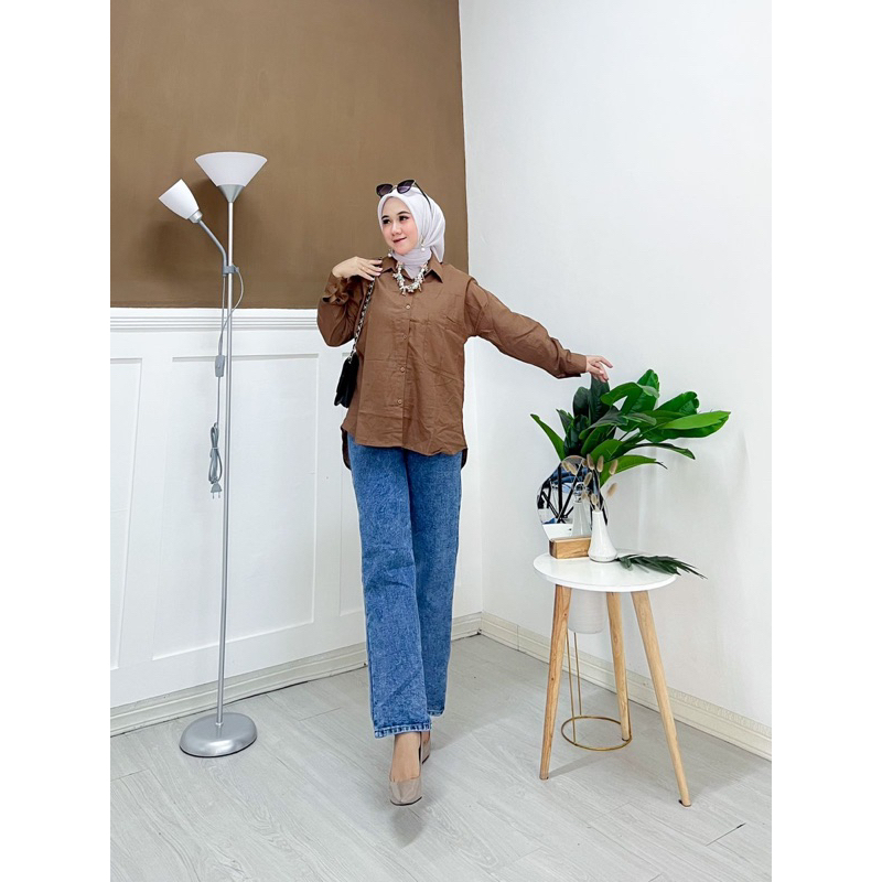 kemeja wanita oversize linen / olivia shirt