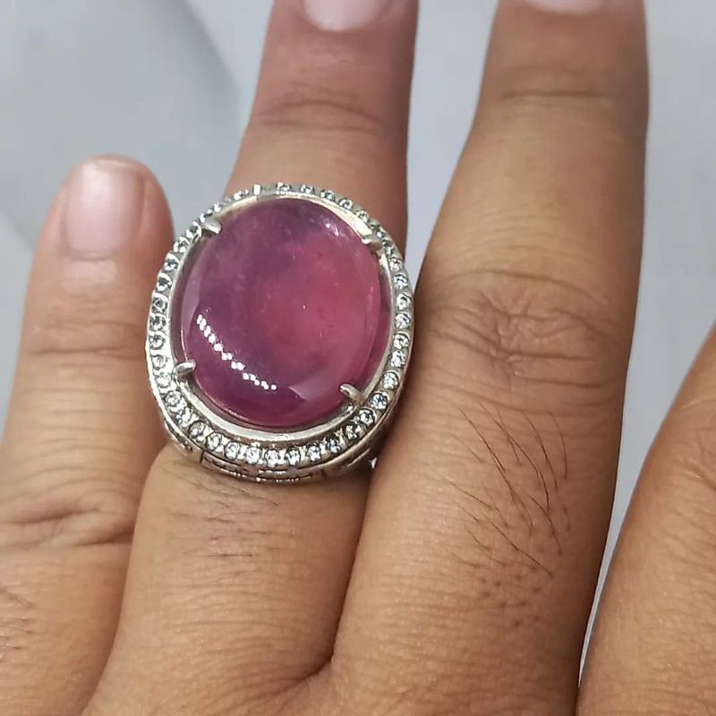 Natural Ruby Corundum Jumbo Perak Silver 925