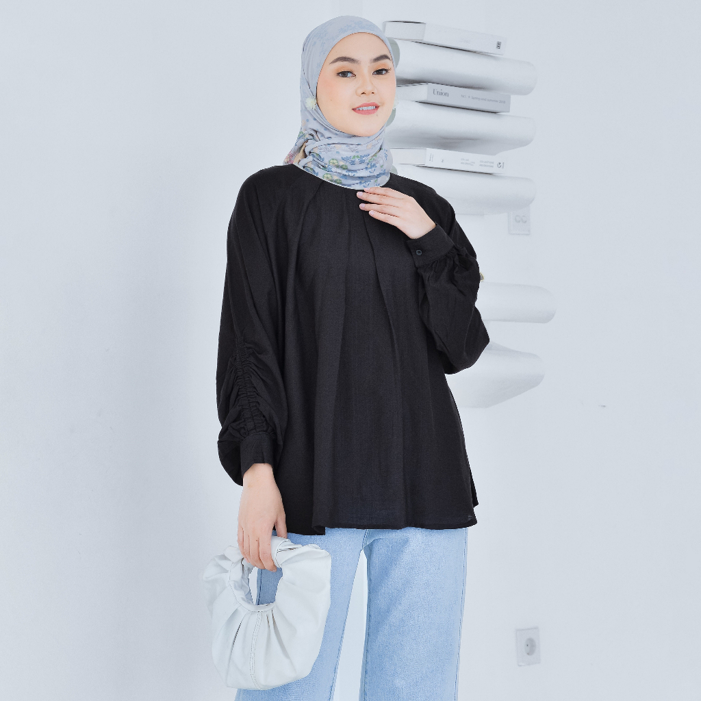 NUNA Anne Top | Atasan Top Blouse Linen Wanita Polos