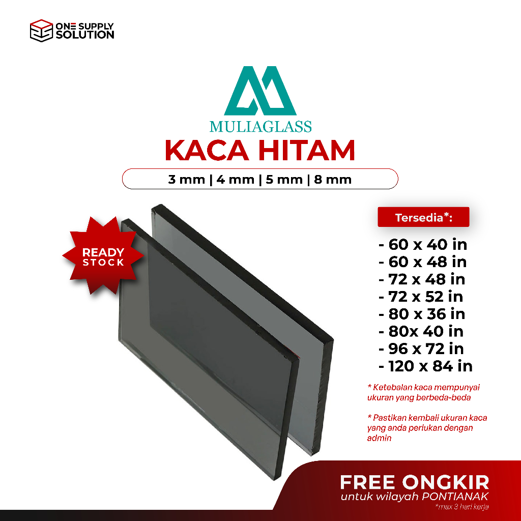 Kaca Hitam 3mm 4mm 5mm 8mm/ Kaca Jendela Hitam
