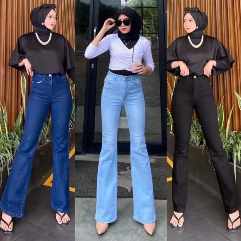 Highwaist Cutbray Jeans Wanita Kekinian // Celana Jeans Panjang Wanita Cutbray strecht Highwaist // 