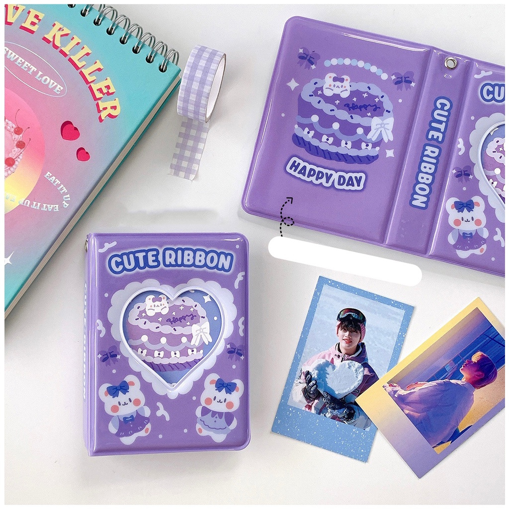 【Hot】Album Foto Cream Cake 3 Inch 40 Slot untuk Koleksi Kartu Foto idola Buku Penyimpanan Mini Polaroid Lucu