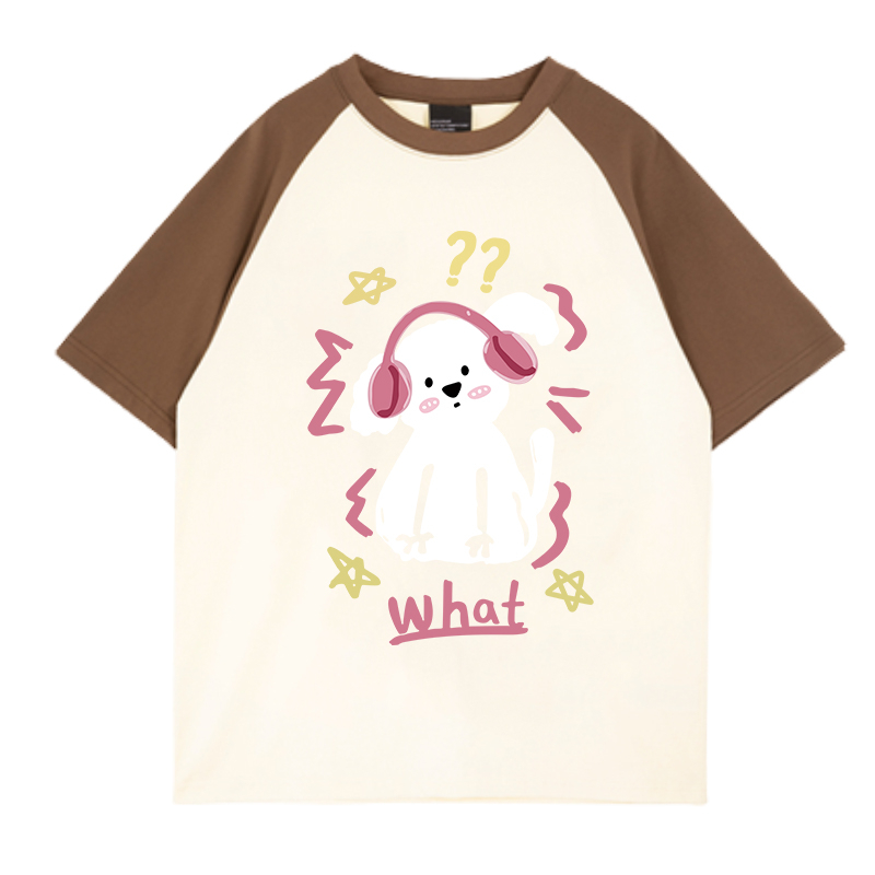 Kaos Atasan Wanita Cartoon Brief pen Pattern Lengan Pendek Oversize T-shirt