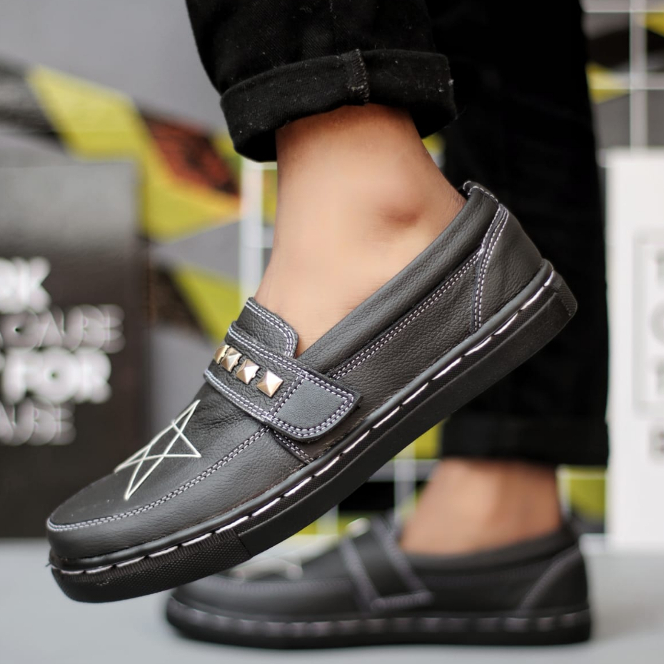 Sepatu Casual Slop Loafers Formal Kulit Pu Kerja Pria