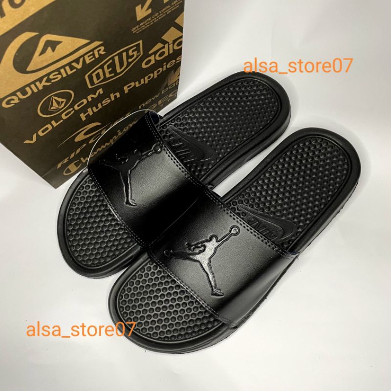 Sandal Slide Pria Sandal Jordan Hitam Polos sendal selop sendal Casual slip on