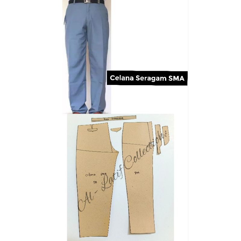 Pola Jiplak/ Pola Instan CELANA SERAGAM SMA