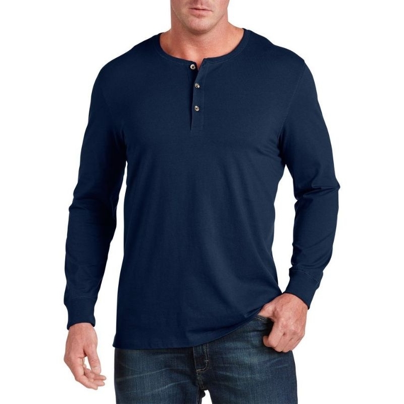 Kaos Kancing 3 Lengan Panjang Kaos Pria Kaos Henley Terlaris