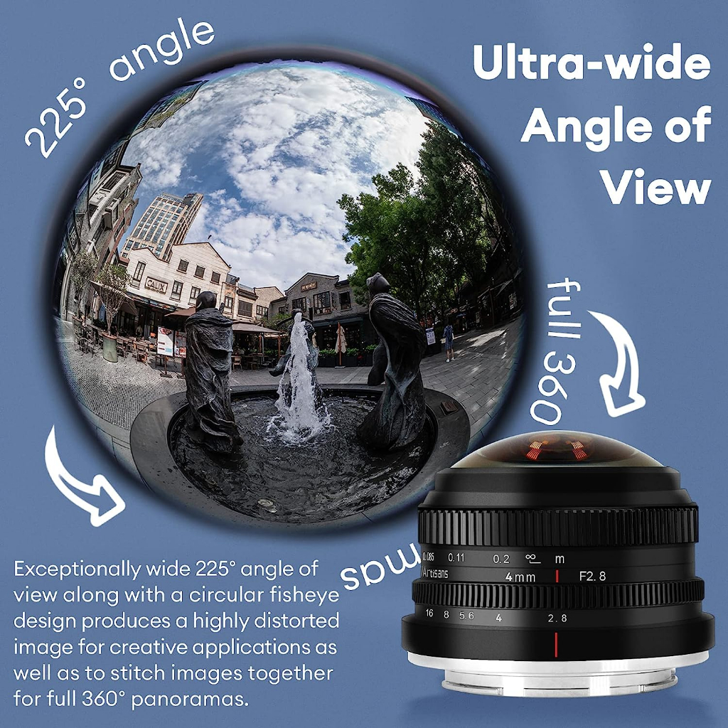 Lensa 7artisans 4mm F2.8 Circular Fisheye Lens For Fujifilm X-Mount