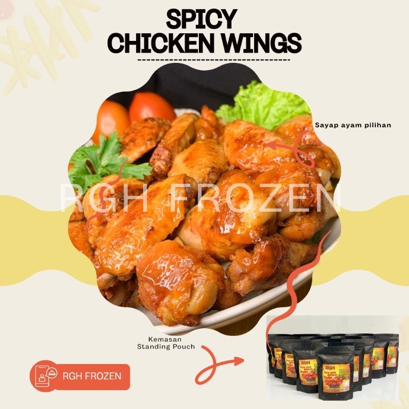 

RGH Spicy Chicken Wings 500gr (Ekstra Pedas) | Sayap ayam marinasi | Sertifikasi BPOM HALAL & NKV